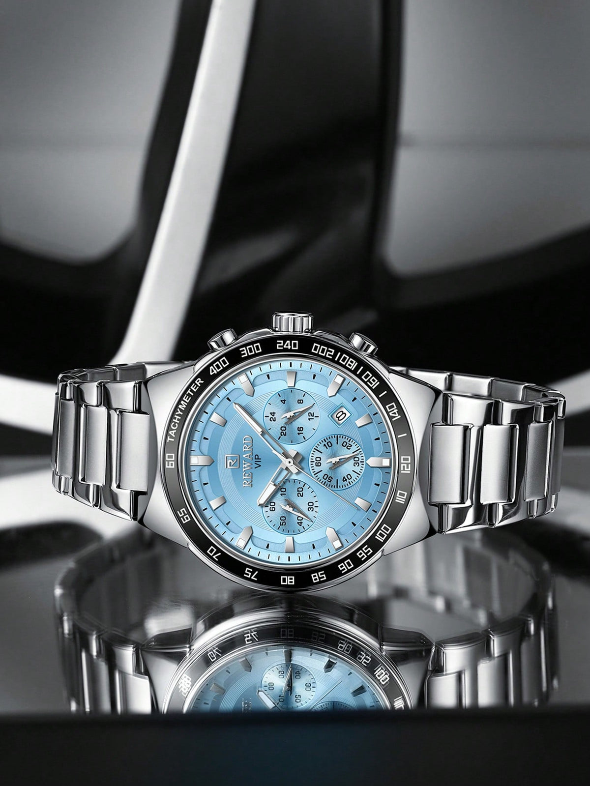 Relógio Cronógrafo Azul Pagani Design Pulseira Aço Cerâmica Bezel