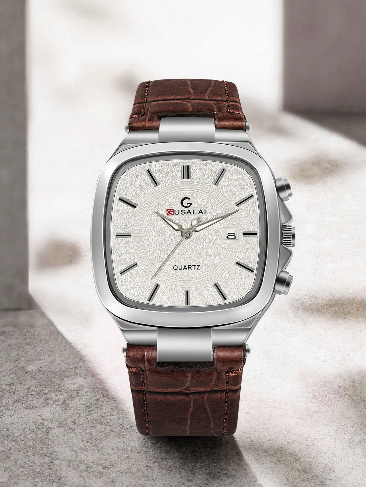 Relógio Masculino Caixa Quadrada Pulseira Couro