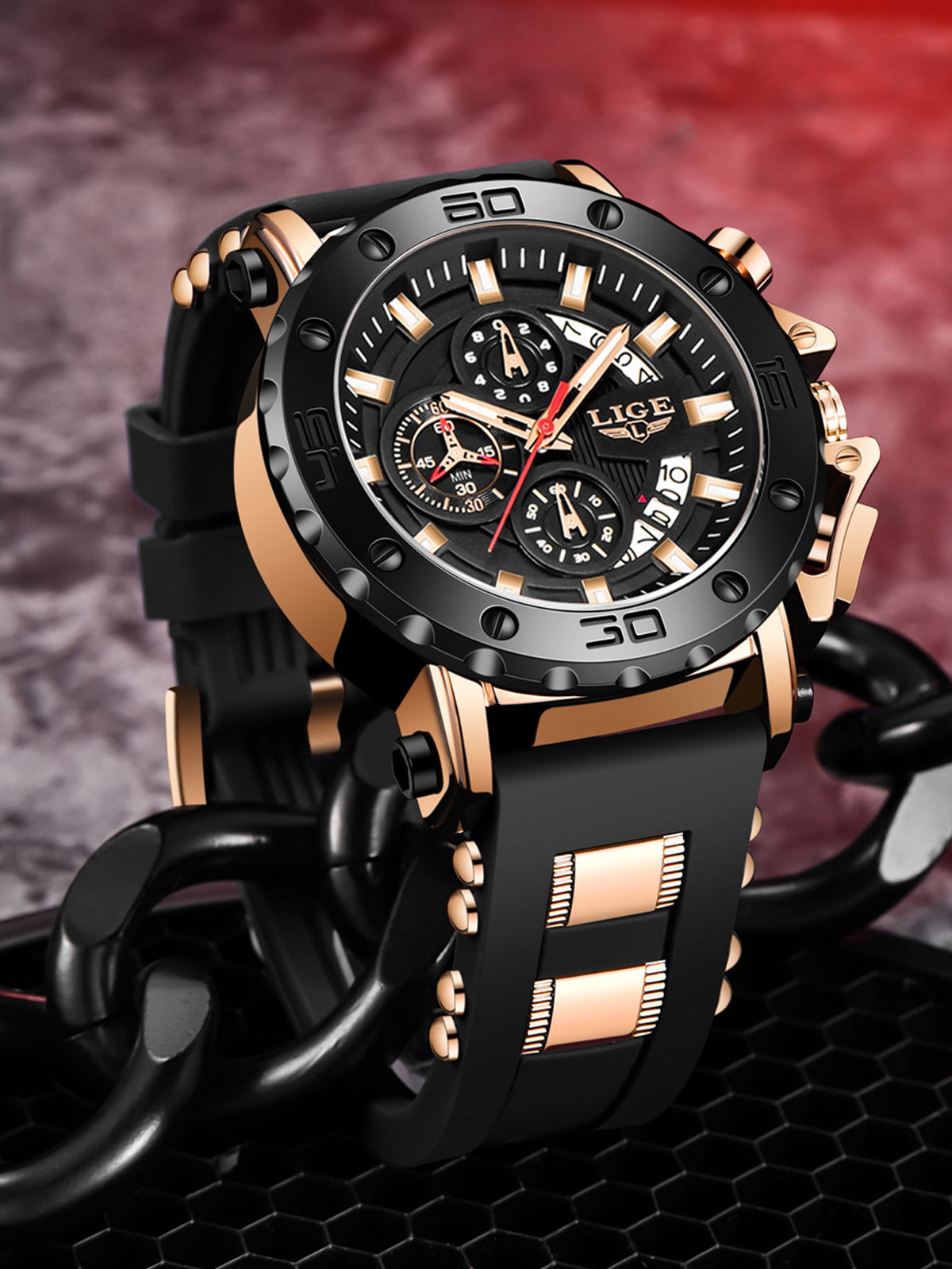 Relógio Masculino Cronógrafo Esportivo Com Pulseira Em Silicone