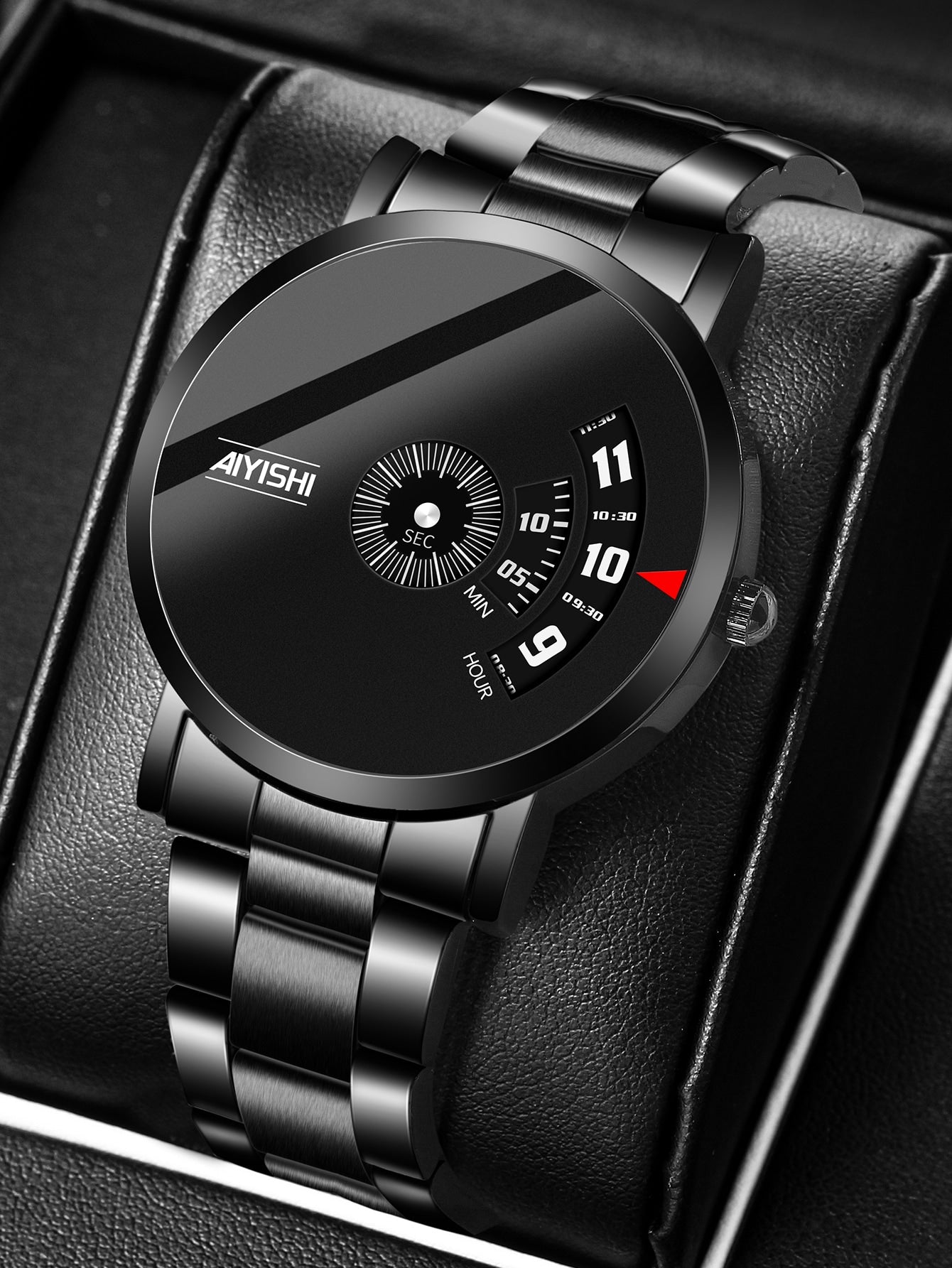 Relógio Masculino Minimalista Design Futurista Com Pulseira Em Aço