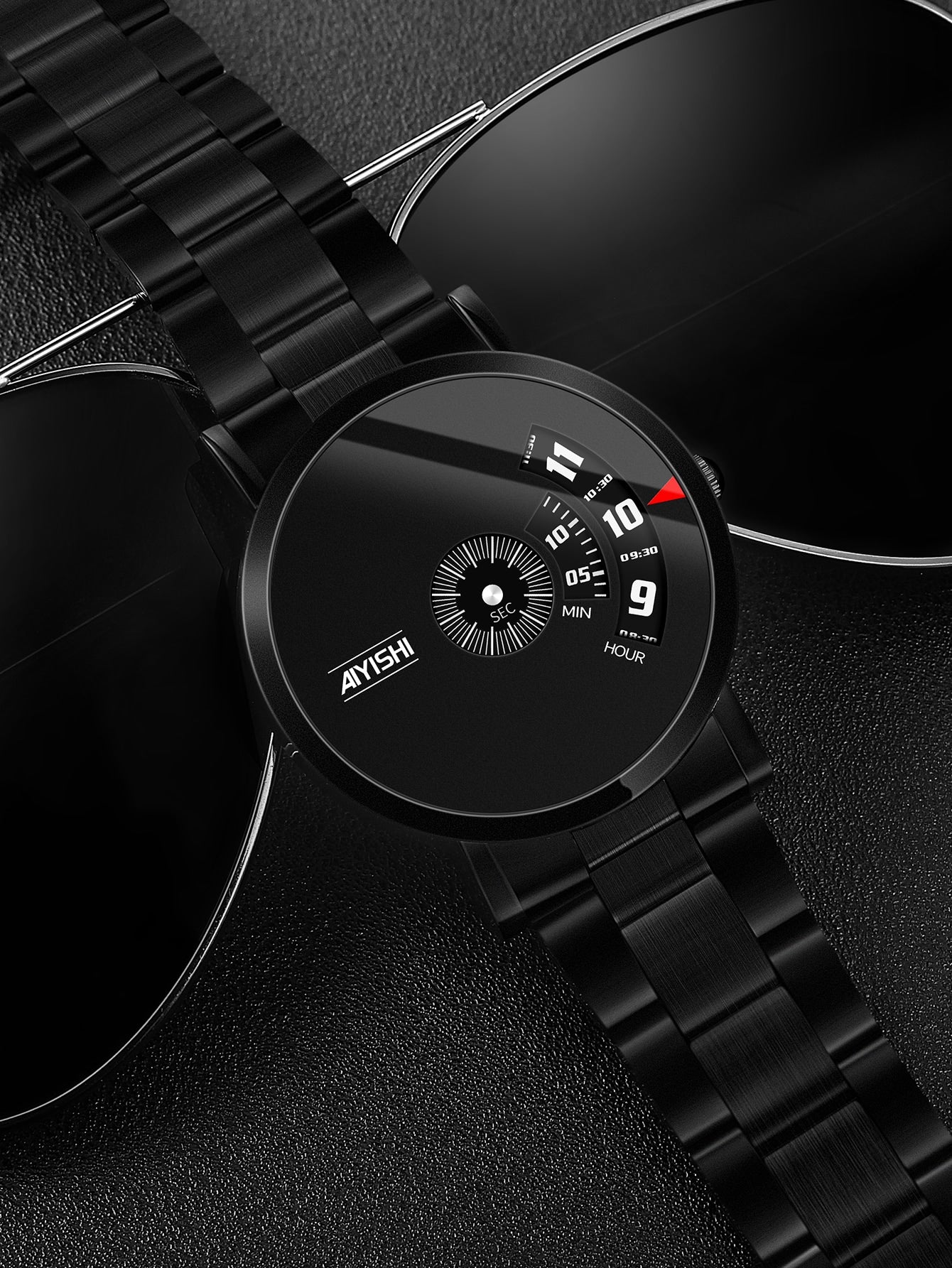 Relógio Masculino Minimalista Design Futurista Com Pulseira Em Aço