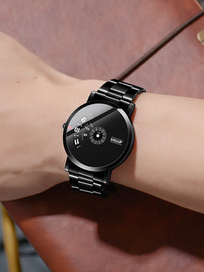 Relógio Masculino Minimalista Design Futurista Com Pulseira Em Aço