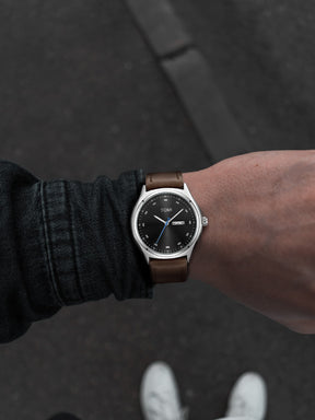 Relógio Masculino Pulseira Couro Calendário Completo