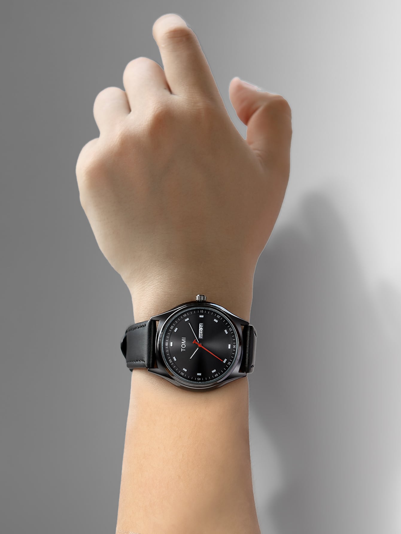 Relógio Masculino Pulseira Couro Calendário Completo