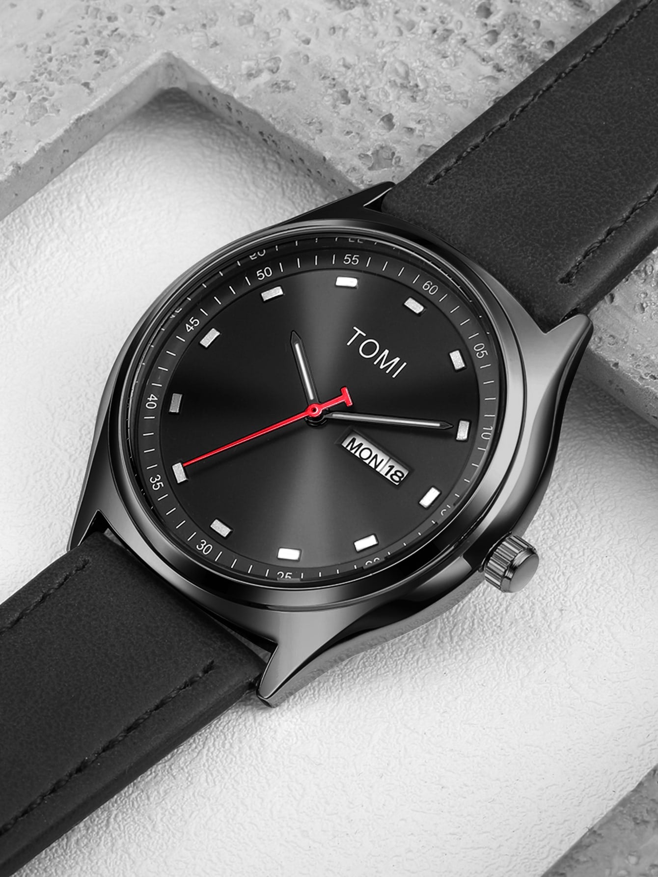 Relógio Masculino Pulseira Couro Calendário Completo