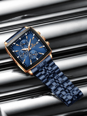 Relógio Caixa Quadrada Cronógrafo Design Moderno Masculino