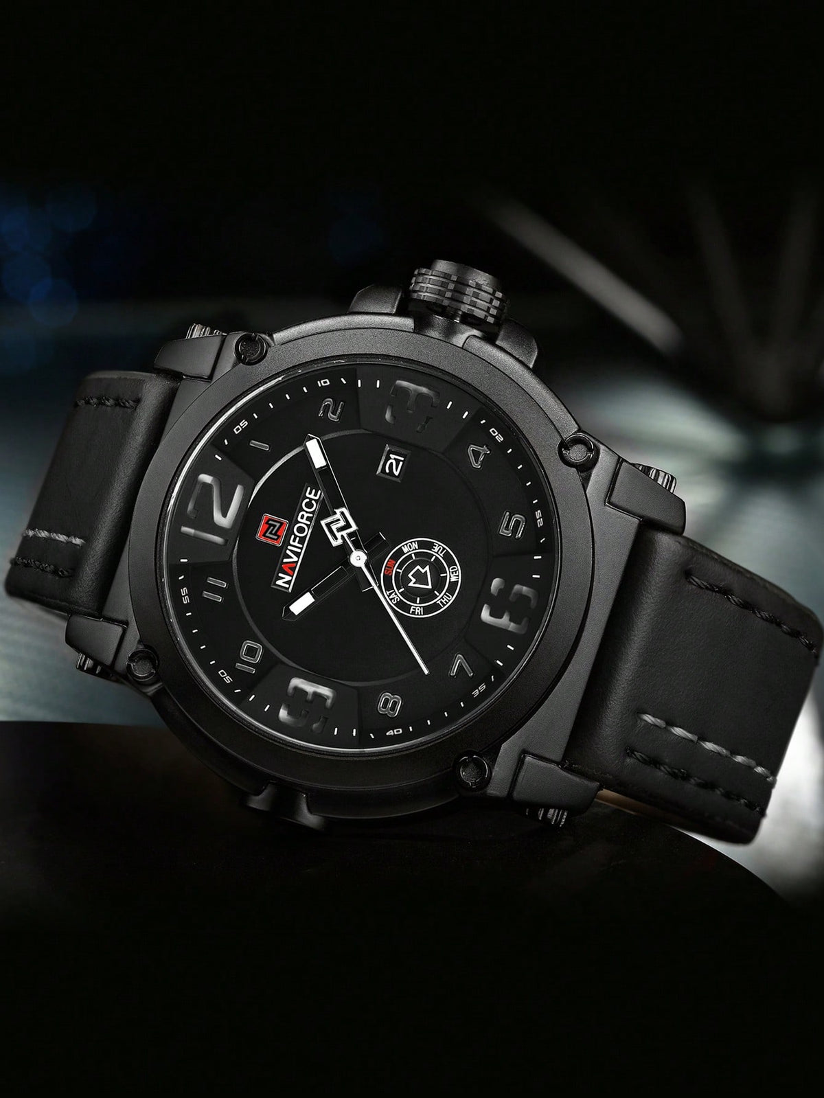 Relógio Masculino Naviforce Militar Com Pulseira Em Couro