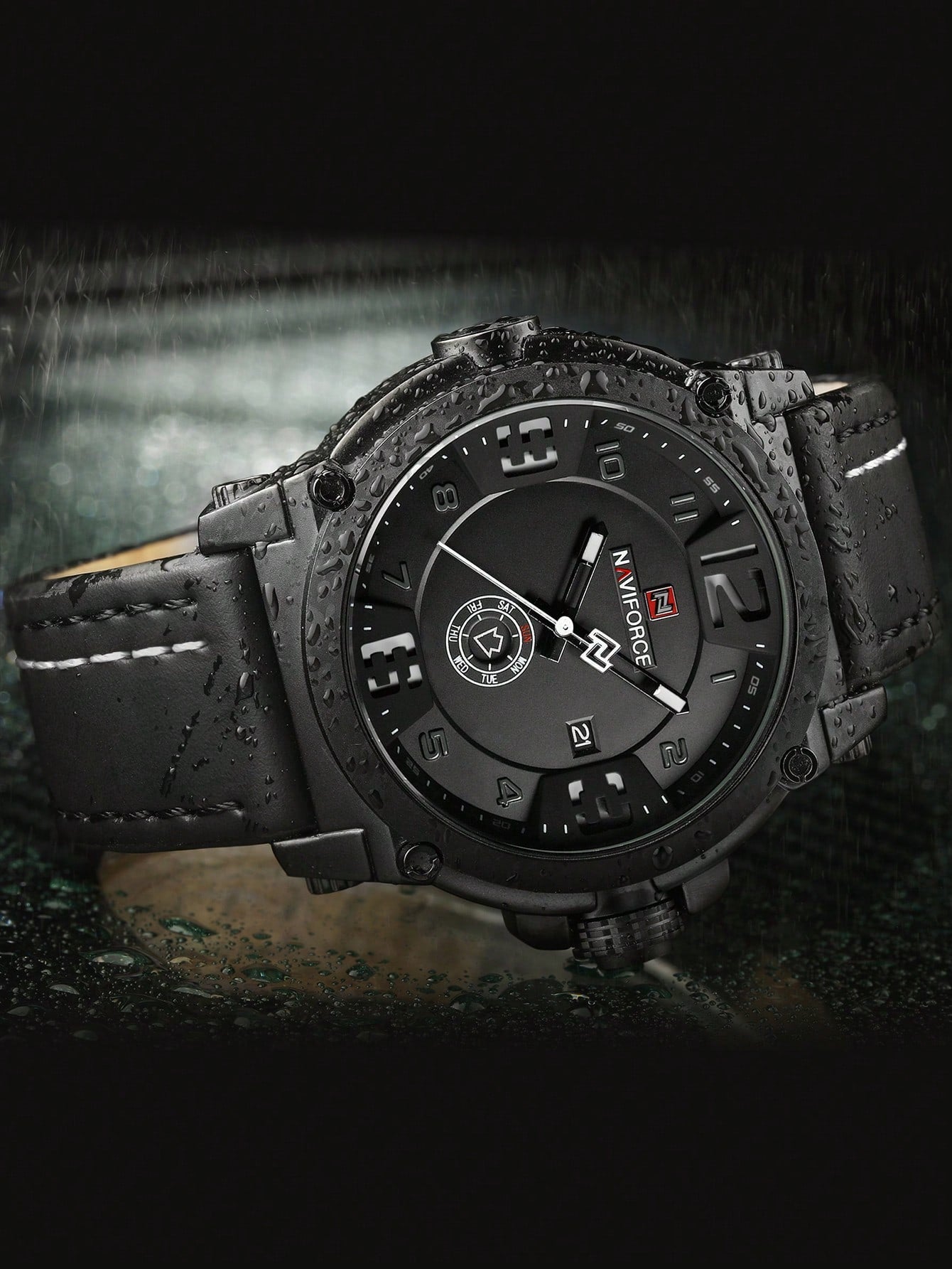 Relógio Masculino Naviforce Militar Com Pulseira Em Couro