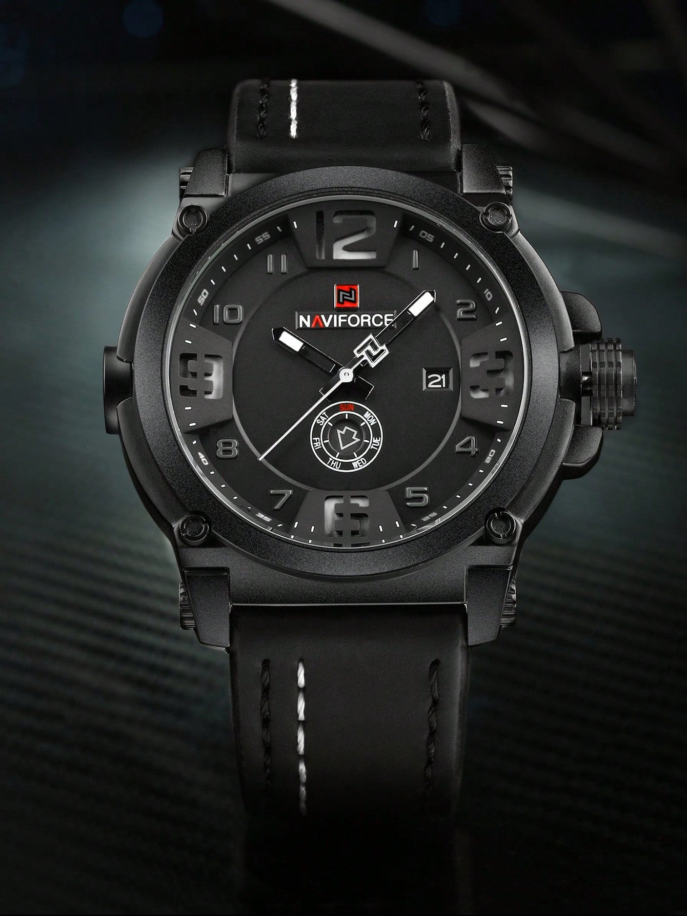 Relógio Masculino Naviforce Militar Com Pulseira Em Couro