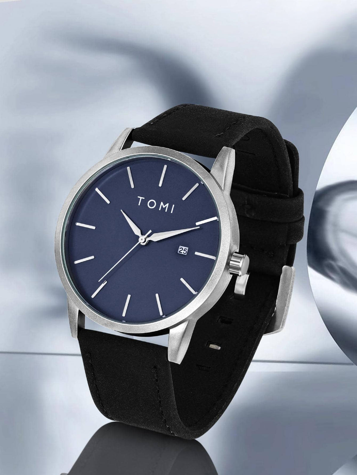 Relógio Minimalista Pulseira Couro Mostrador Linhas Finas