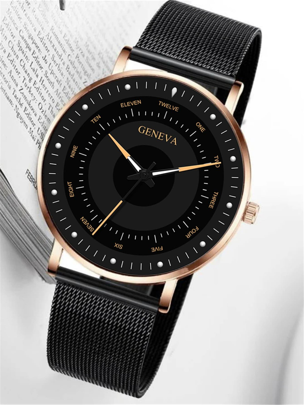 Relógio Minimalista Pulseira Malha Mapa Mundial