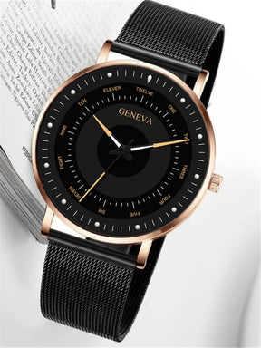 Relógio Minimalista Pulseira Malha Mapa Mundial