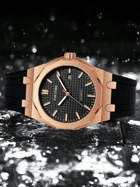 Relógio Masculino Luxo Com Caixa Octogonal E Pulseira Silicone