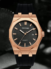 Relógio Masculino Luxo Com Caixa Octogonal E Pulseira Silicone