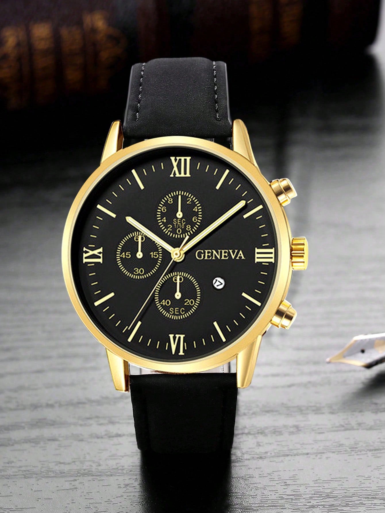 Relógio Masculino Cronógrafo Submostradores Pulseira Couro