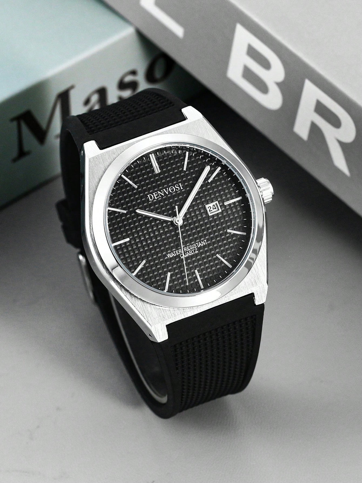 Relógio Minimalista Mostrador Azul Pulseira Borracha