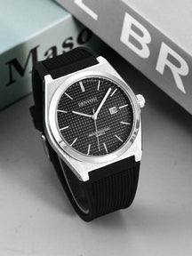 Relógio Minimalista Mostrador Azul Pulseira Borracha