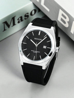 Relógio Minimalista Mostrador Azul Pulseira Borracha