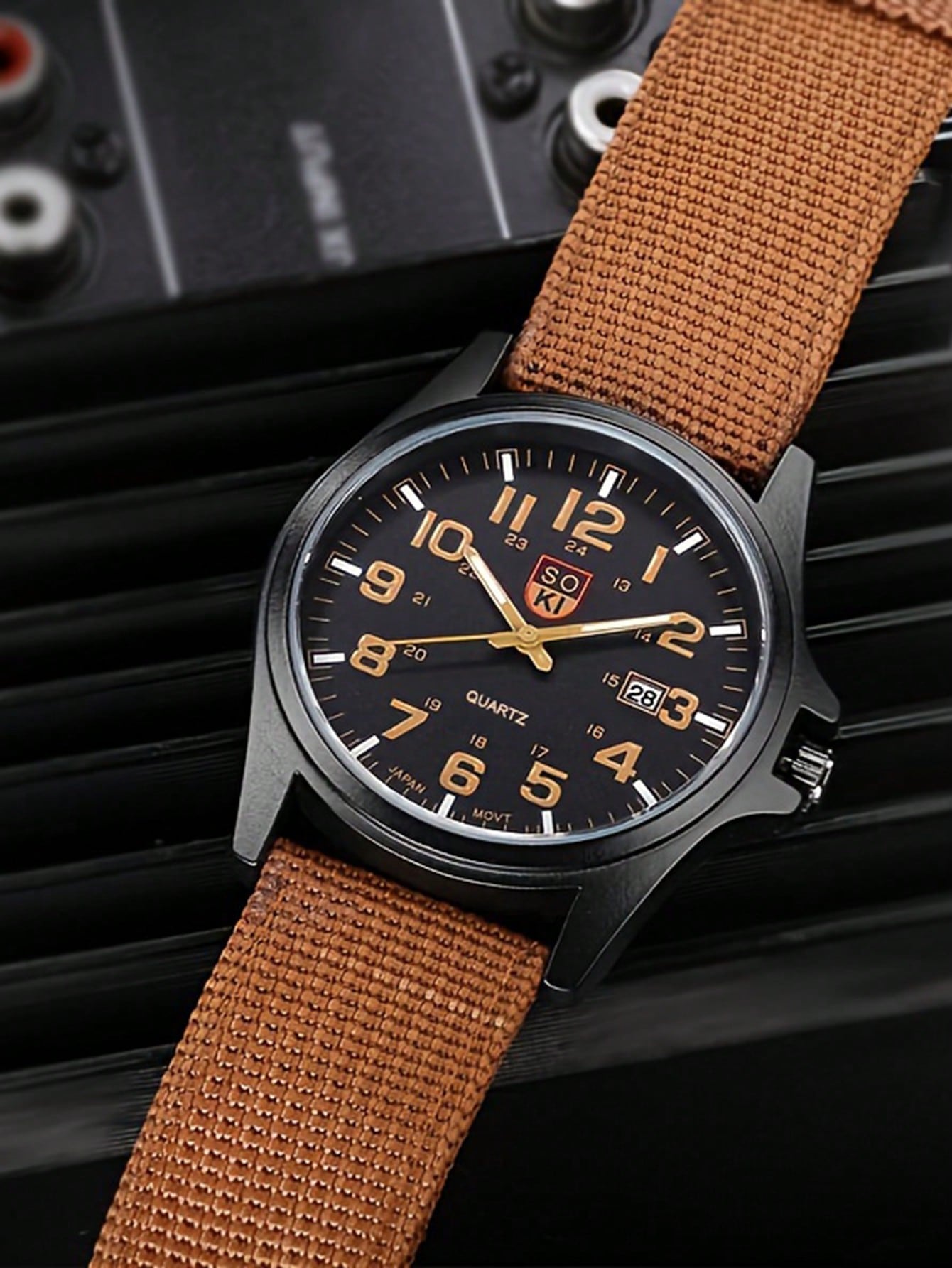 Relógio Masculino Números Grandes Data Pulseira Tecido