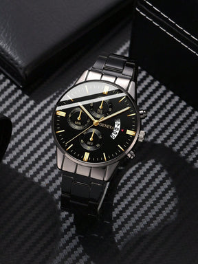 Relógio Masculino Clássico Com Mostrador Cronógrafo E Caixa Redonda