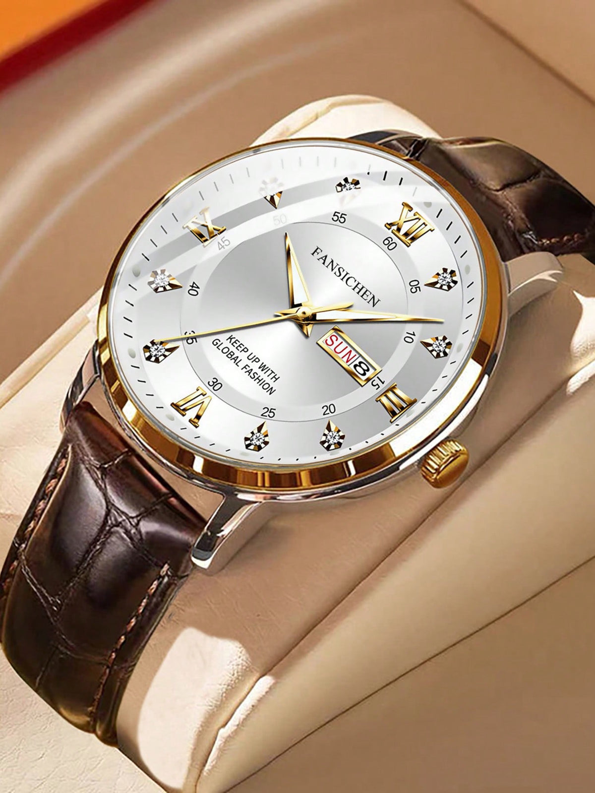 Relógio Masculino Clássico Com Pulseira Em Couro E Calendário