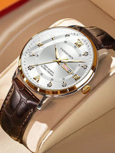 Relógio Masculino Clássico Com Pulseira Em Couro E Calendário