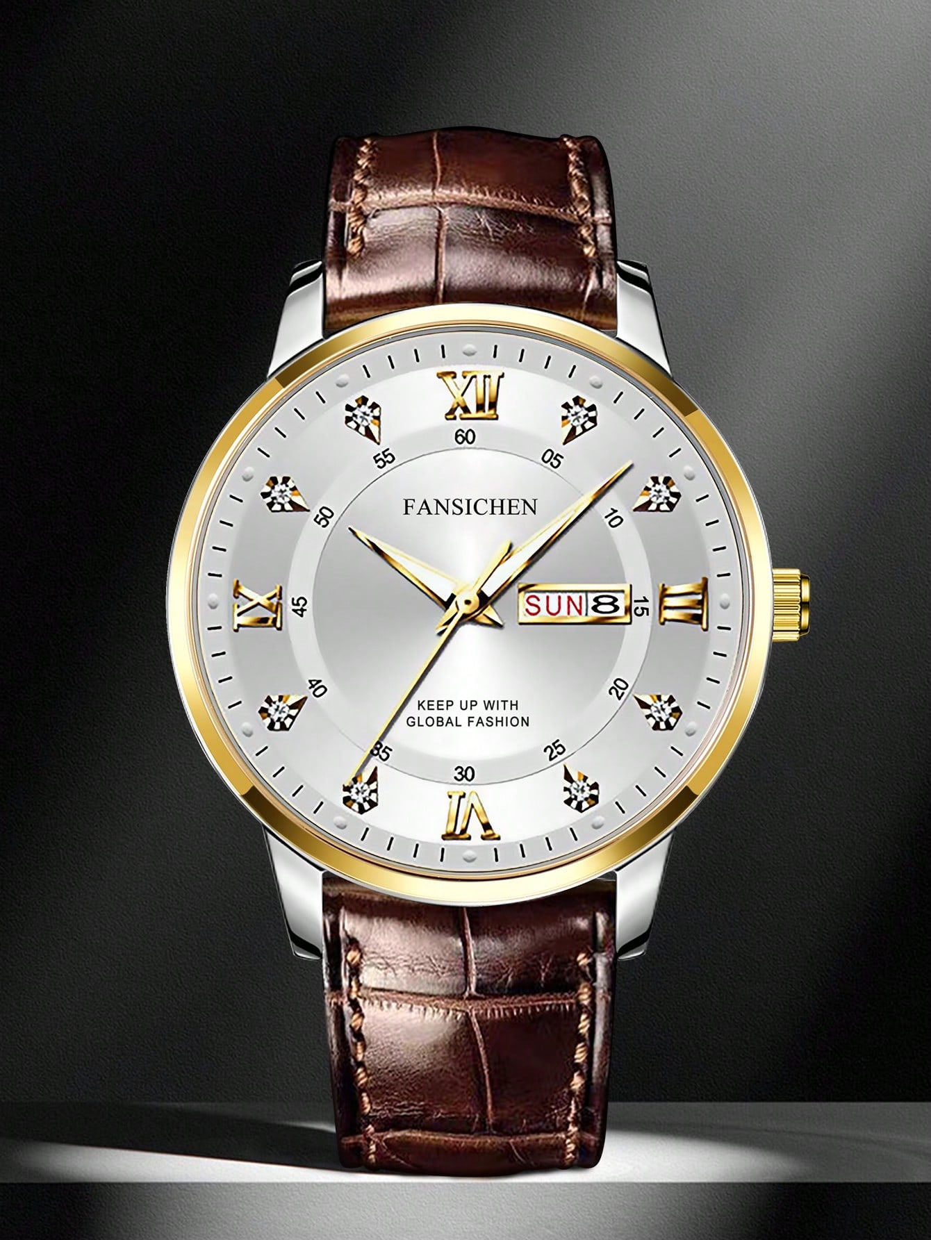 Relógio Masculino Clássico Com Pulseira Em Couro E Calendário