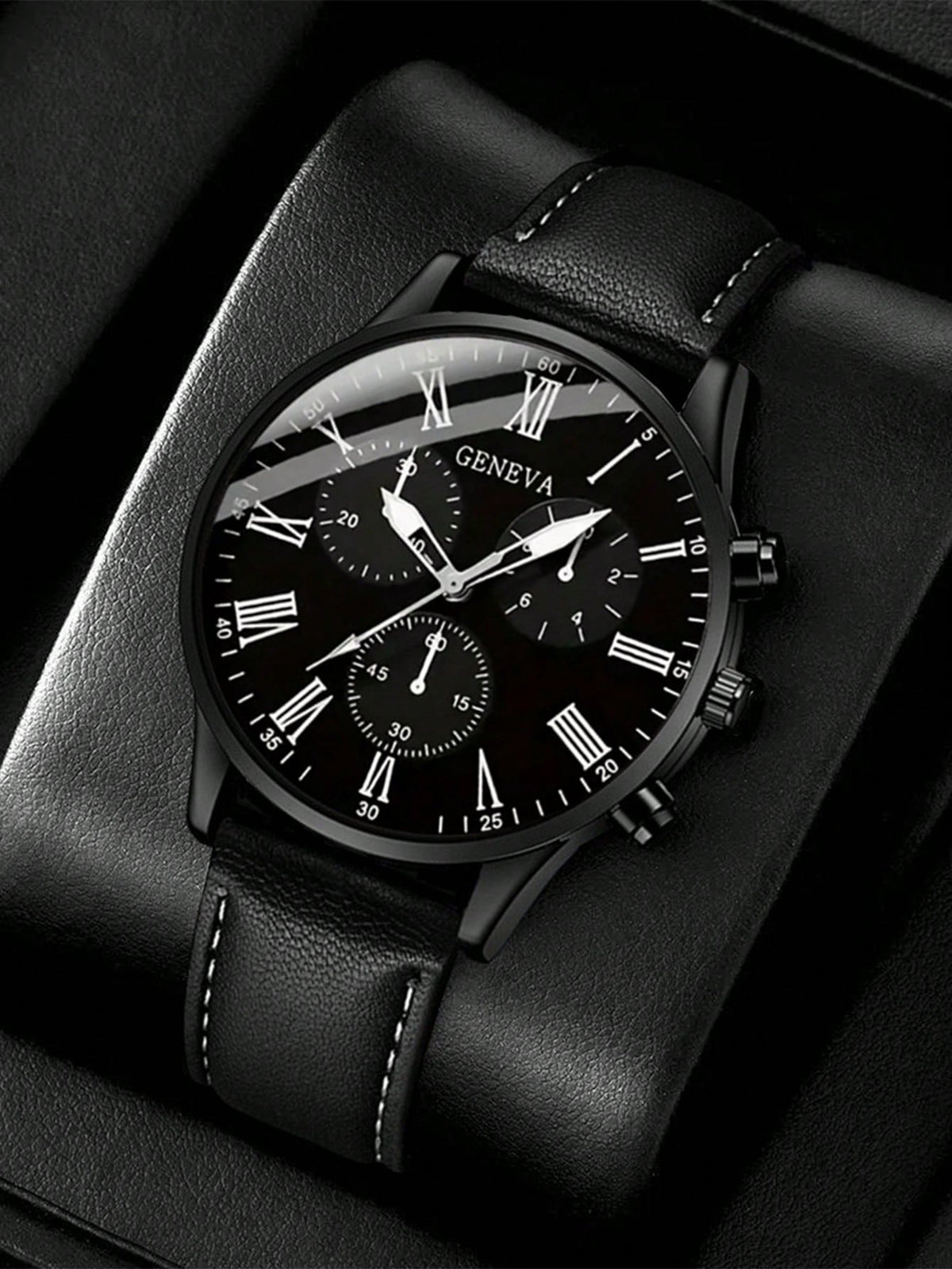 Relógio Masculino Pulseira Couro Romana Cronógrafo