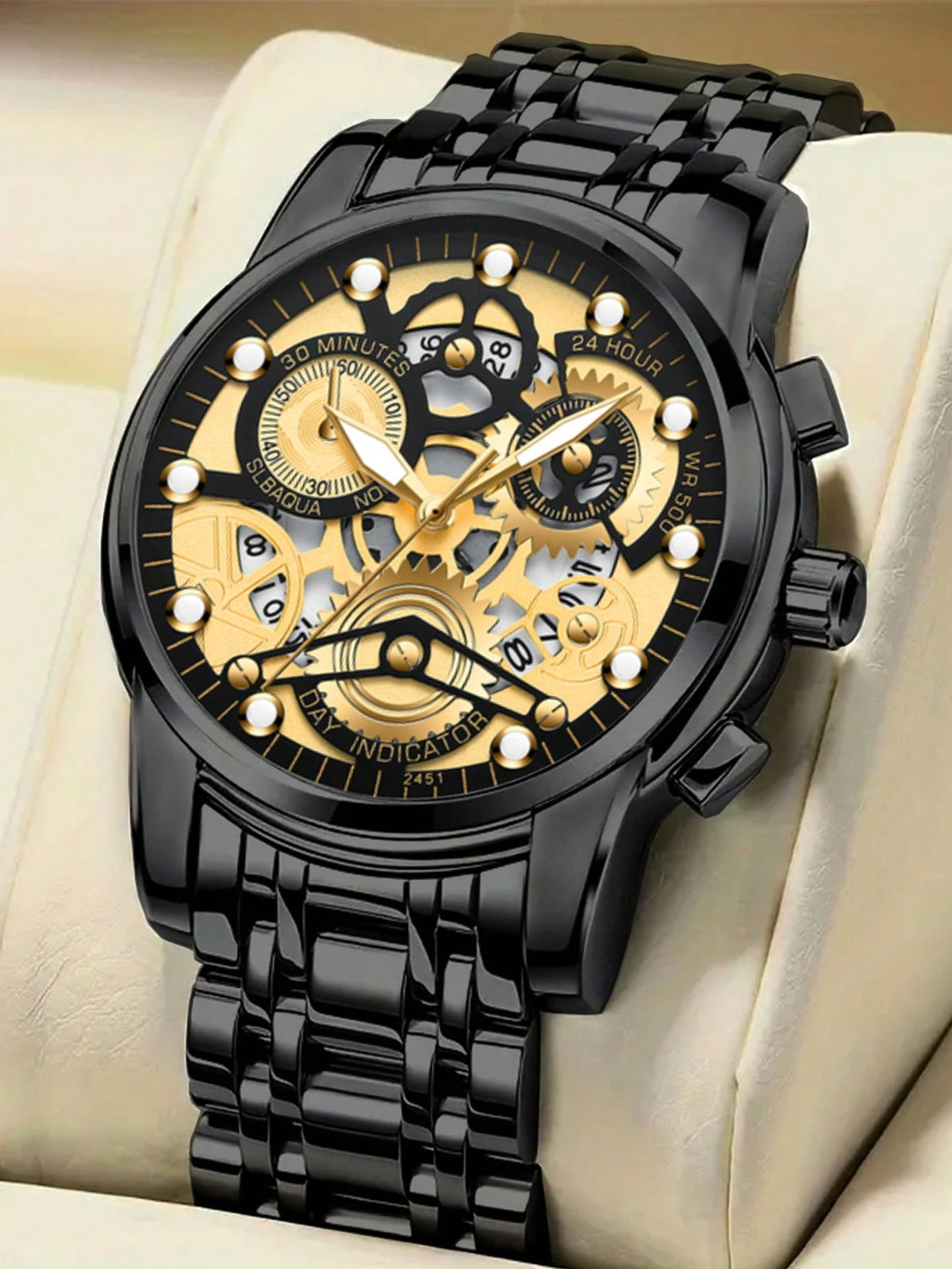 Relógio Masculino Automático Skeleton Com Engrenagens Visíveis E Aço