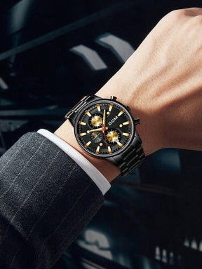 Relógio Masculino Cronógrafo Com Pulseira Em Aço E Design Sofisticado