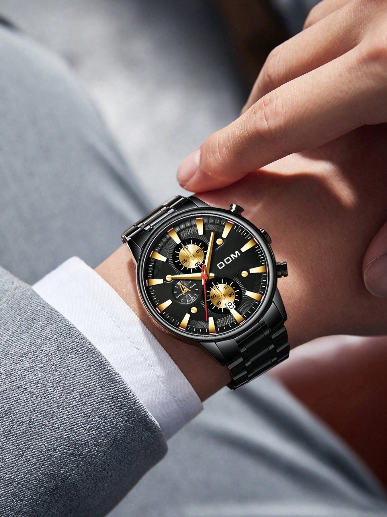 Relógio Masculino Cronógrafo Com Pulseira Em Aço E Design Sofisticado