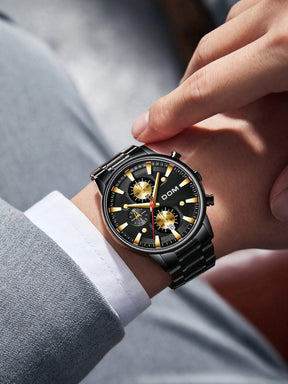 Relógio Masculino Cronógrafo Com Pulseira Em Aço E Design Sofisticado