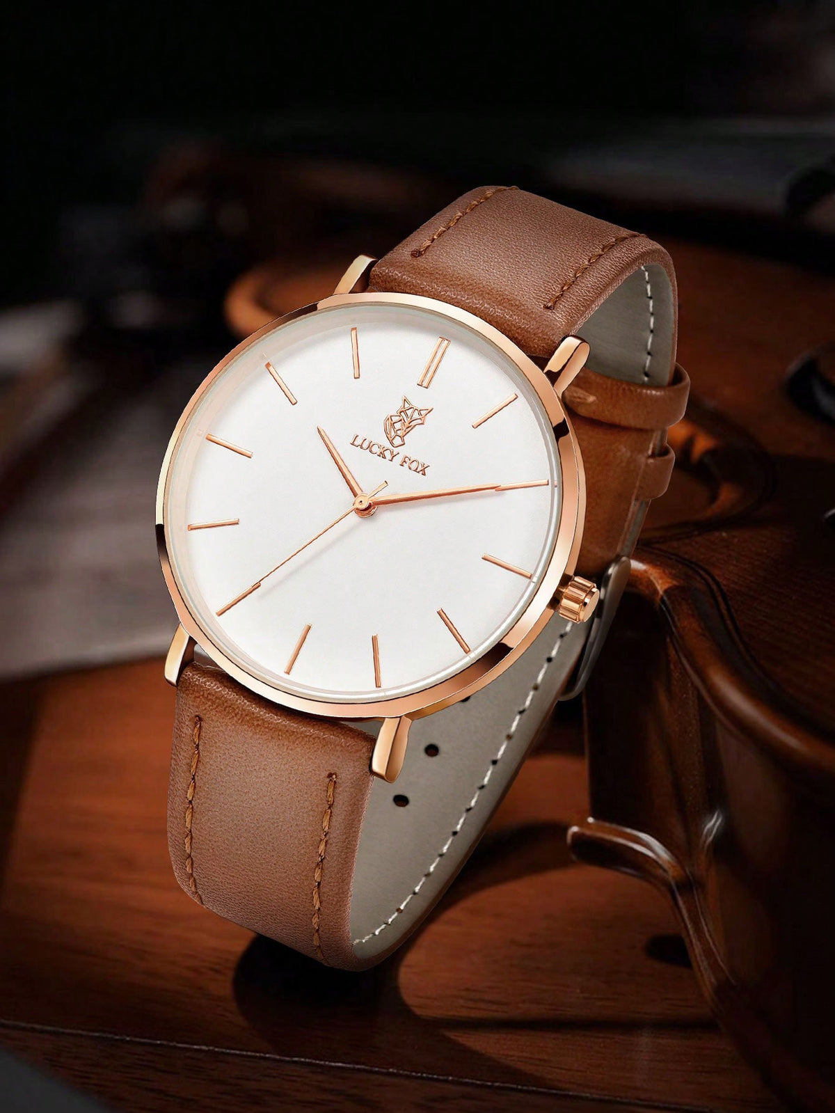 Relógio Minimalista Pulseira Couro Design