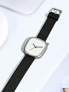 Relógio Minimalista Caixa Quadrada Pulseira Borracha