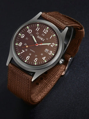 Relógio Masculino Números Arábicos Pulseira Tecido