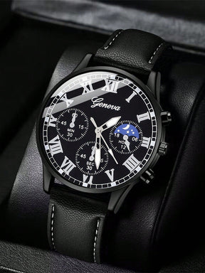 Relógio Masculino Cronógrafo Números Romanos Lua
