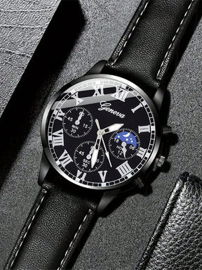 Relógio Masculino Cronógrafo Números Romanos Lua