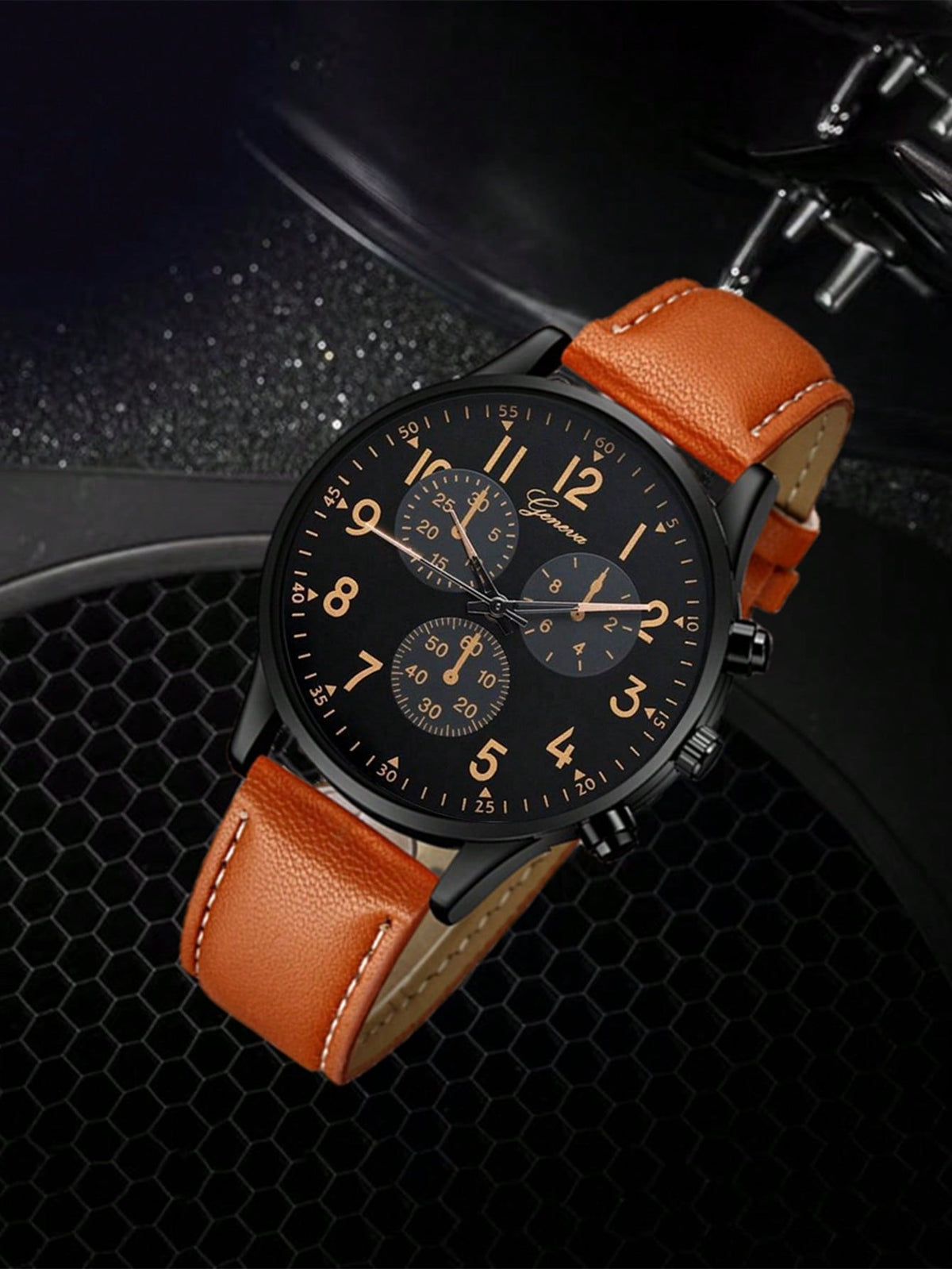 Relógio Minimalista Cronógrafo Clássico Com Pulseira De Couro Vintage