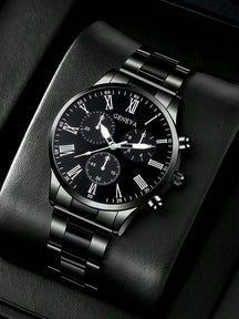 Relógio Masculino Cronógrafo Clássico Com Algarismos Romanos