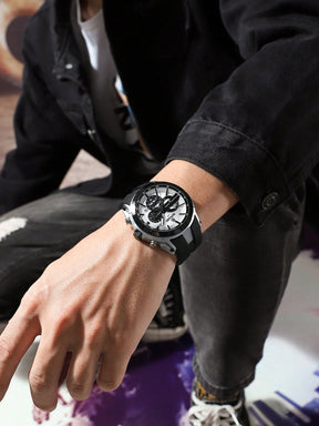 Relógio Cronógrafo Esportivo Com Pulseira Silicone Masculino