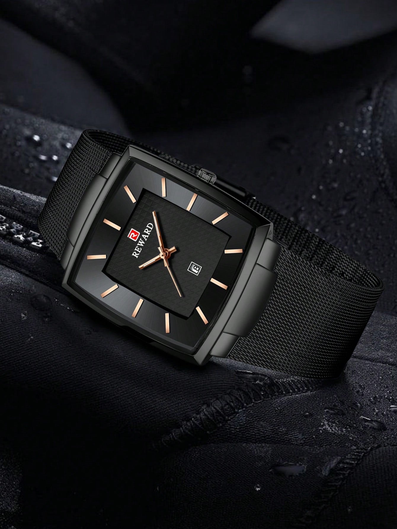 Relógio Masculino Quadrado Casual Elegante Com Pulseira Em Malha