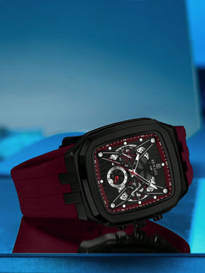 Relógio Masculino Cronógrafo Esportivo Com Caixa Quadrada