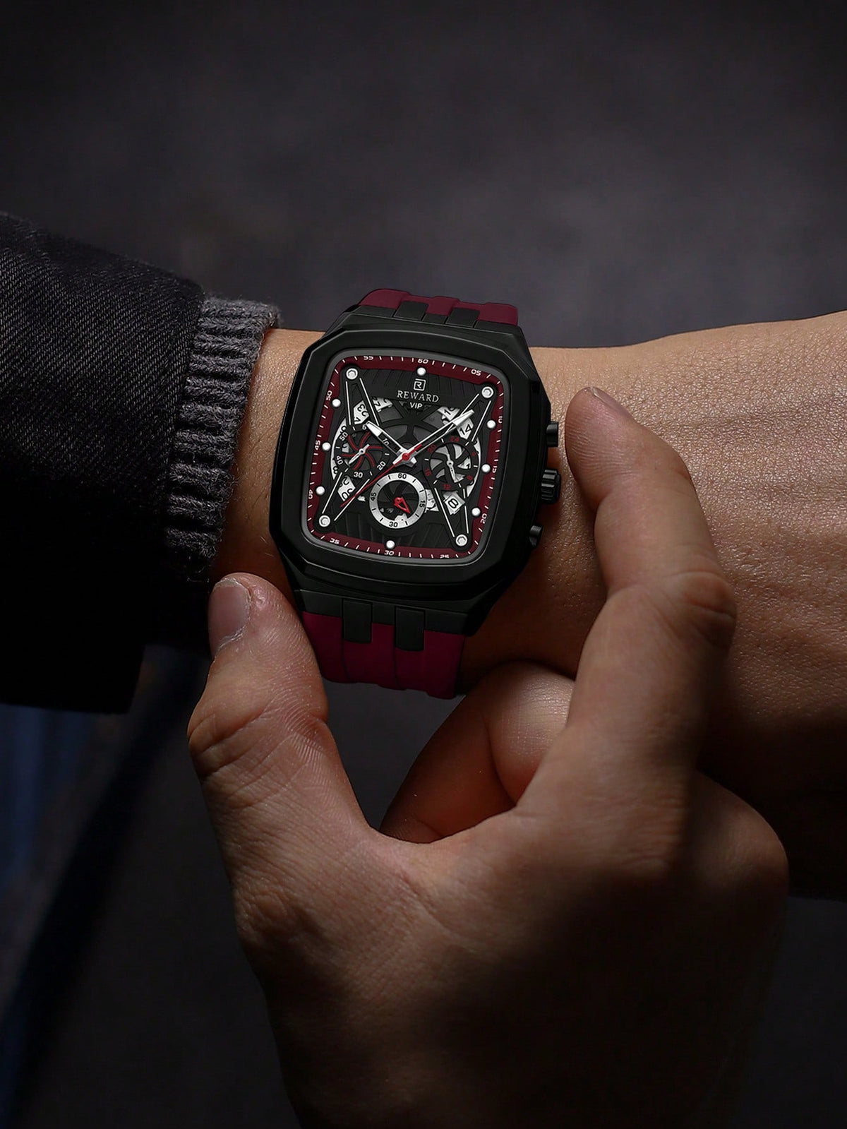 Relógio Masculino Cronógrafo Esportivo Com Caixa Quadrada