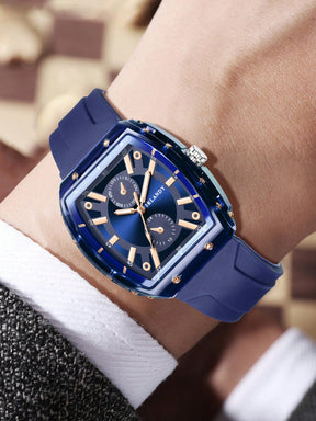 Relógio Masculino Moderno Com Caixa Quadrada E Pulseira De Silicone