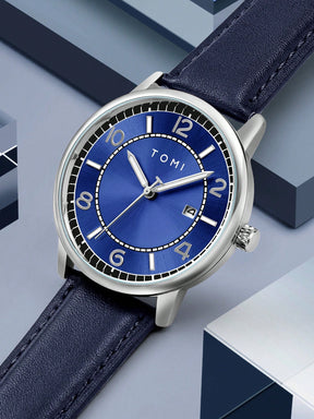 Relógio Masculino Marcadores Brilho Pulseira Couro