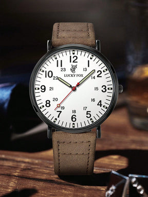 Relógio Minimalista Números Grandes Pulseira Couro