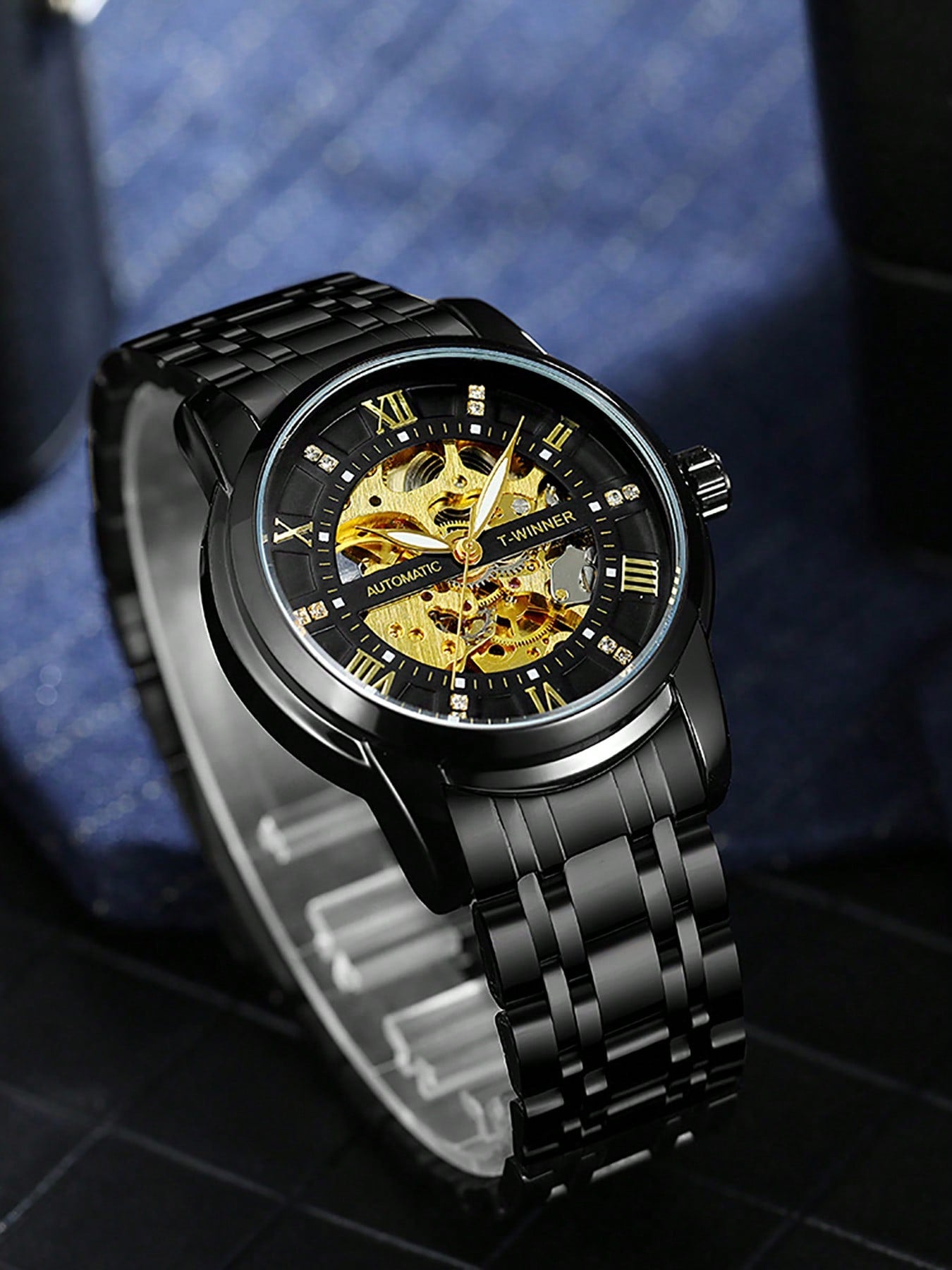 Relógio Masculino Automático Skeleton Com Pulseira Em Aço