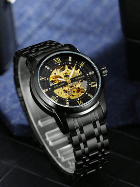 Relógio Masculino Automático Skeleton Com Pulseira Em Aço