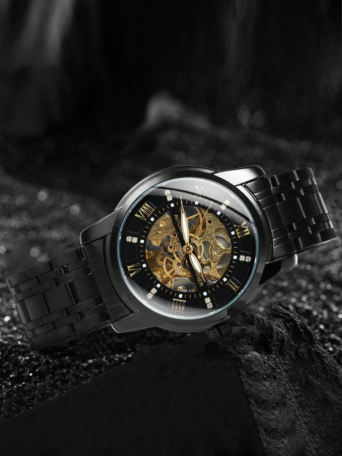 Relógio Masculino Automático Skeleton Com Pulseira Em Aço