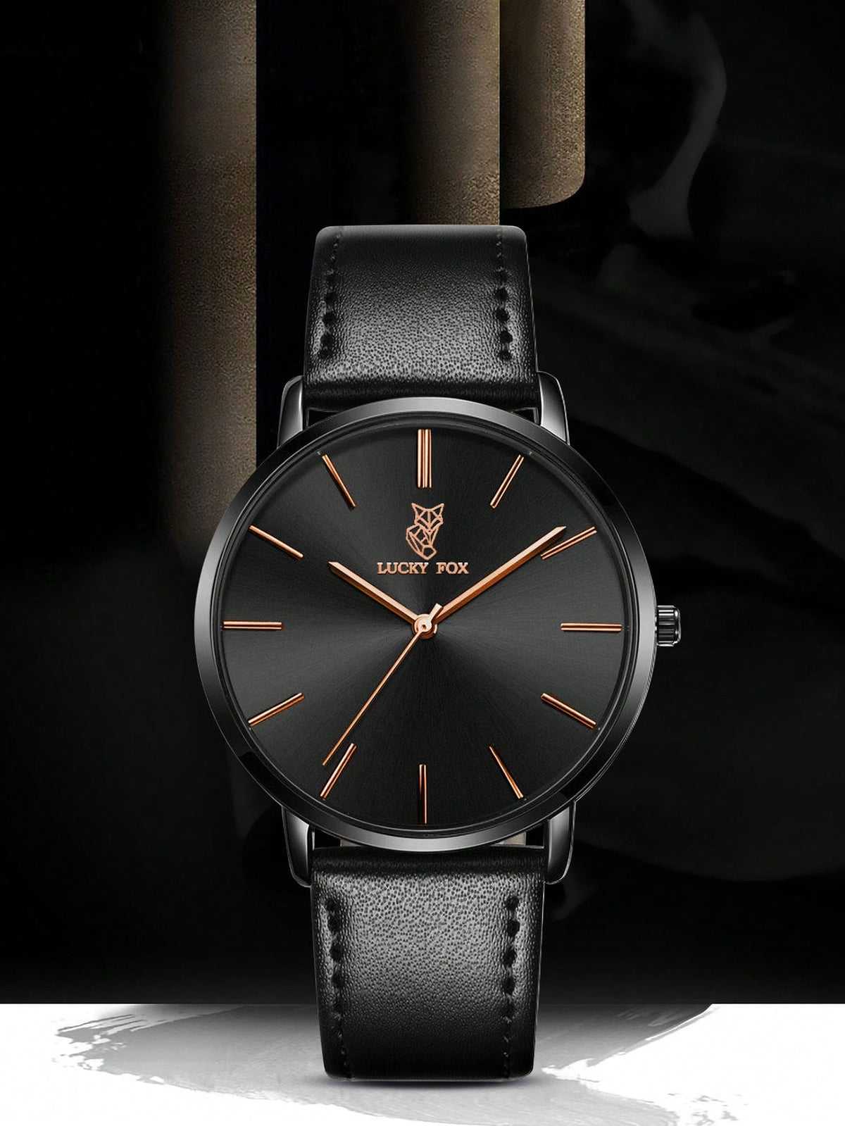 Relógio Masculino Pulseira Couro Linhas Pretas